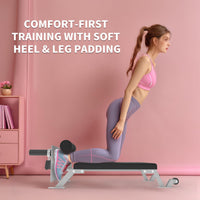 Garvee Nordic Curl Machine Adjustable Hamstring & Glute Bench with Wheels for Home Gym 45.9x18x13.7 inch White