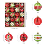 Garvee 20 PCS Shatterproof Christmas Ball Ornaments, 2.36 Inch Multiple Colors Plastic Christmas Tree Decorations Balls for Xmas Holiday, Wedding, Party & Home Decor（Red, Green, White） - Red