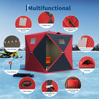 Garvee Insulated Pop-Up Ice Fishing Shelter – 2-3 Person Portable Winter Tent with Windows, Zippered Door, Integrated Light Strip, Carry Bag, Anchors & Wind Rope – Durable Ice Shanty for Outdoor Ice