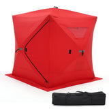 Garvee Pop-up Ice Fishing Shelter 2-3 Person, 3-Layer Insulated Ice Fishing Tent with 2 Doors & 2 Windows, Windproof Warm Portable Ice Shanty with Carrying Bag, 6 Ground Stakes & 6 Ropes