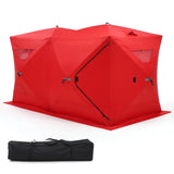 Garvee Pop-up Ice Fishing Shelter 7-8 Person, 3-Layer Insulated Ice Fishing Tent with 2 Doors & 2 Windows, Windproof Warm Portable Ice Shanty with Carrying Bag, 8 Ground Stakes & 8 Ropes