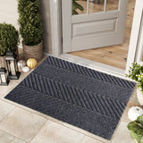 Garvee Front Door Mat for Outdoor Entry, 31.5x47 in Non Slip Weatherproof Entrance Doormat, Heavy Duty Waterproof Weather Mat for Hallway Entryway Mudroom Porch, Black - Grey