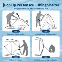 Garvee Pop Up Ice Fishing Shelter Tent with 49ft LED Light Strip, Windproof Portable Hub Design, Fits 5-7 People, 69 sq ft Fishable Area, Red