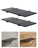 Garvee 500 lb Heavy-Duty Wall-Mount Garage Shelving Rack Set - Steel Wire Storage Shelf w/ Hooks, Fits Studs & Concrete, Easy Install - Black - 2x3ft, 2-Pack, with Gloves - Black