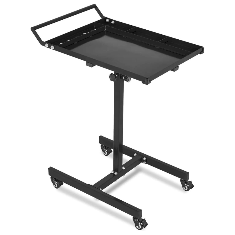 Garvee Rolling Work Table without Drawer, Heavy Duty Steel Adjustable Mobile Workbench with Wheels, 35-45 Inch Height, for Garage & Workshop, Black