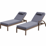 Garvee Outdoor Chaise Lounge Set of 2 Rattan Patio Folding Chaise Lounge Adjustable 5 Position Back Patio Pool Lounge Chair with Cushion Pillow for Poolside Backyard Deck Porch Blue - Blue