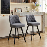 Garvee Counter Height Bar Stools Set of 2, Modern Swivel Bar Stools with Back and Wood Legs, 26" H Seat Height, Linen Fabric Gray for Kitchen Island Home Bar - Linen Gray
