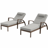 Garvee Outdoor Chaise Lounge Set of 2 Rattan Patio Folding Chaise Lounge Adjustable 5 Position Back Patio Pool Lounge Chair with Cushion Pillow for Poolside Backyard Deck Porch Grey - Grey