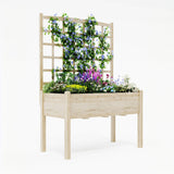 Garvee Elevated Garden Planter Box with Trellis – 3-Tier Wooden Fir Raised Bed, Waterproof Liner, Durable Outdoor Vertical Gardening, 46x23x65"