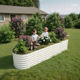 Garvee Raised Garden Bed, 8x2x2 ft Beige 0.6 mm Coated Steel Oval Planter, Deep Open-Bottom Growing Space for Vegetables, Potatoes and Herbs