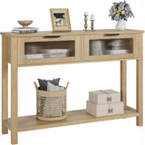 Garvee [Industrial Wooden Console Table] 43 Inch Long Wooden Console Table,Farmhouse Sofa Table with 2 Drawers, Entryway Table with Storage for Living Room, Hallway - 25-Year Natural Wood Color
