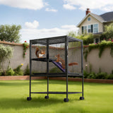 Garvee Spacious Multi-Level Metal Small Animal Cage for Ferrets, Hamsters, Chinchillas, Rabbits, Guinea Pigs, Hedgehogs & Gerbils – Ramp, Removable Tray, Lockable, BPA-Free, Easy Clean, Indoor/Outdoor Enclosure – Color: A1 - A1
