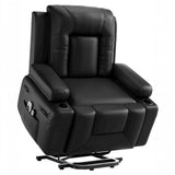 Garvee Power Lift Recliner Chair - Heat and Massage, Adjustable Back and Legs, PU Leather Electric Lift Chair Designed for Mobility Aid Elderly Relaxation, Black