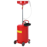 Garvee 20 Gallon Waste Oil Drain Tank, Portable Oil Drain Container, Air Operated Drainer, Fluid Fuel Transfer Drainage, Adjustable Funnel Height with Wheel &15'' Premium Bowl and a Toolbox, Red - Red