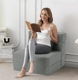 Garvee Convertible Folding Sofa Bed Single Size Sleeper Chair with Pillow Foldable Futon for Living Room Dorm Apartment Compact Sofa Corduroy - Beige