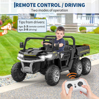 Garvee 24V Electric Dump Truck for Kids, 2 Seater Ride On Car with Parent Remote Control, 4WD 6-Wheel, UTV Style Dump Bed, Bluetooth Music, Black