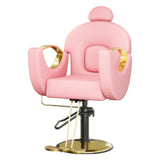 Garvee Hydraulic Reclining Salon Chair for Entryway – 360° Swivel, Adjustable Height, Heavy Duty PU Leather, Comfortable & Easy to Clean, Stable Base, Perfect for Home, Spa, Barbershop Storage – Pink - pink