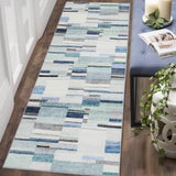 Garvee Runner Rug 2x6 Washable Checkered Rug Boho Rugs for Living Room Bedroom Kitchen Hallway Entryway Laundry Contemporary Abstract Rug Modern Geometric Rug Low Pile Office Rug Non Slip Blue - Blue