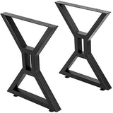Garvee Carbon Steel X-Frame Table Legs Set of 2 - Adjustable Feet, High Stability - Industrial Coffee Table Base, 40cm Height, 48cm Width, Black