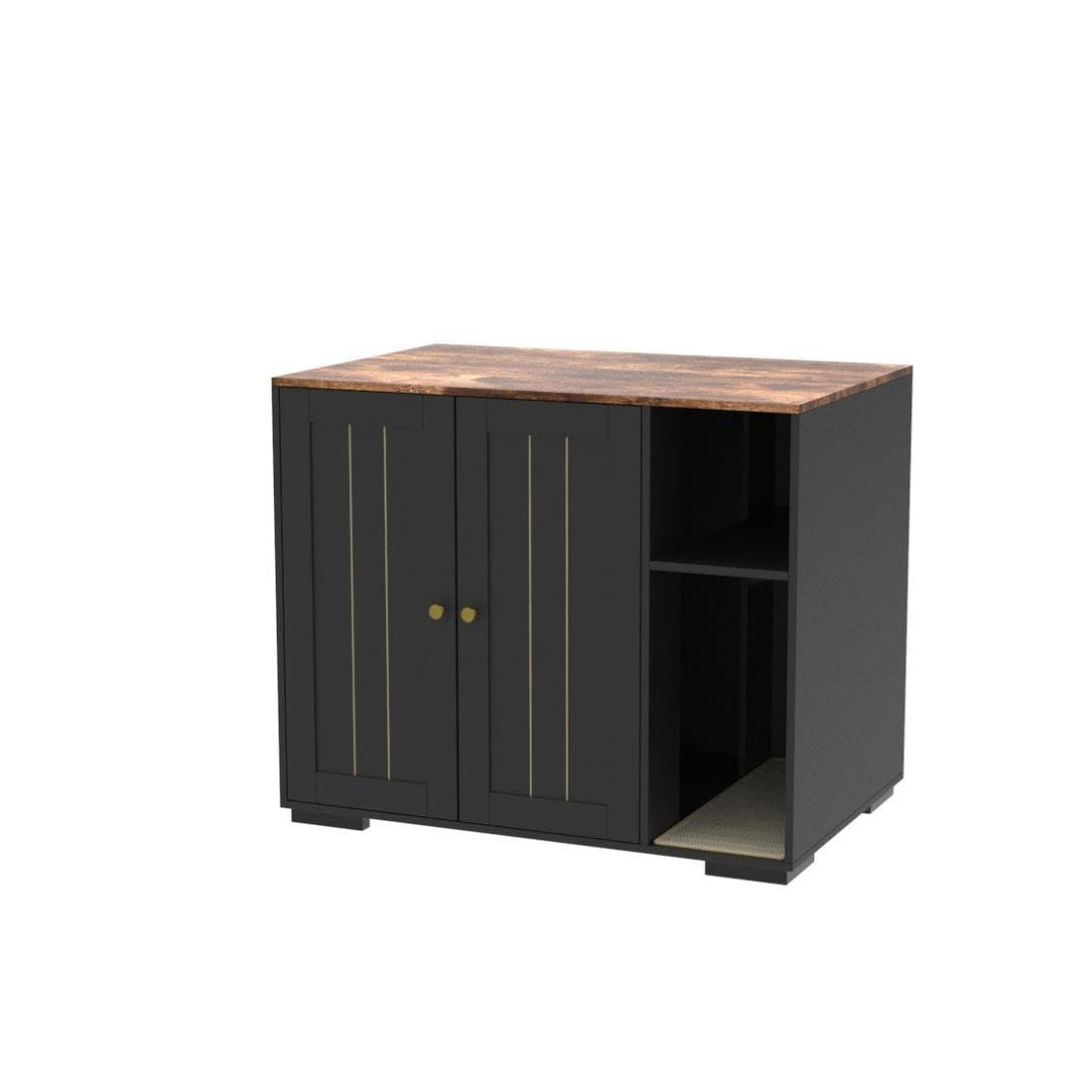 Garvee black particle-board cat litter box enclosure cabinet