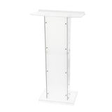 Garvee Acrylic Podium Clear Acrylic Stand With Storage Shelf For Churches Conferences Speeches Weddings Classroom 47 in Tall - White