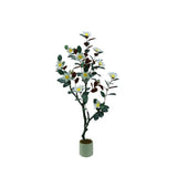 Garvee 5FT Artificial Magnolia Tree, Realistic Faux Plant in Pot for Home Office Garden Decor, Blooming Flowers, Green Leaves