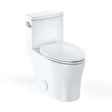 Garvee Elongated Toilet for Bathrooms, One-Piece Toilet with Soft Close Seat, Powerful & Quiet Left Side Trip Lever Flush 1.28 GPF, Ceramic Crisp White 12" Rough-In