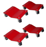 Garvee 4-Pack Car Wheel Dollies Premium Manganese Steel Heavy Duty Vehicle Dolly Set 6000 Lbs Capacity Red