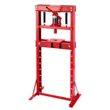 Garvee 12-Ton Hydraulic Shop Press with Press Plates, H-Frame Garage Benchtop Press with Adjustable Working Table, Red - Red