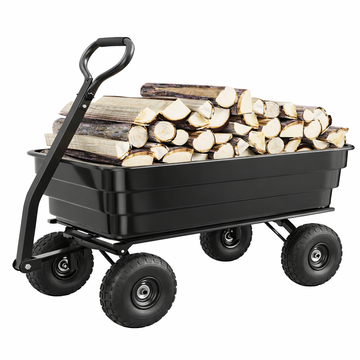 Garvee Poly Dump Cart Heavy Duty 1200lbs Quick-Release Dumping No-Flat 13" Tires Polypropylene Body Steel Frame Garden Yard Landscaping