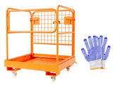 Garvee 36 in x 36 in Forklift Safety Cage Foldable Work Platform 1200 LBS Capacity Steel with Safety Lock for Warehouse and Construction - Orange