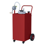 Garvee 35 Gallon Fuel Caddy Portable Gas Caddy Fuel Storage Tank With 4 Wheels Manual Transfer Pump For Cars Lawn Mowers ATVs Boats Red - Red