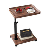 Garvee C Table End Table Adjustable Height 17.7-31.5" 360° Swivel TV Tray Table With Wheels For Couch Side Desk In Black - Brown