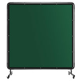 Garvee 8' x 6' Green Flame-Resistant Welding Screen with Frame, Transparent Panel, 4 Swivel Wheels for Welding Safety & Mobility