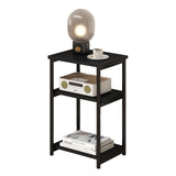 Garvee Rustic Narrow Side Table With 3 Shelves Compact Storage Sturdy Wood & Metal Living Room Bedroom Office 40x30x60 cm Natural Wood Grain - Brown