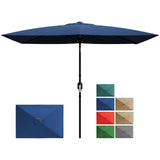 Garvee 10' x 6.5' Rectangular Patio Umbrella, Outdoor Table Umbrella with Crank & Push Button Tilt, Navy Blue for Garden, Deck, Lawn, Pool - Navy Blue