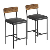 Garvee Bar Stools Set of 2, Counter Height with Footrest, PU Upholstered, Metal Frame, Ergonomic Backrest, Easy Assembly, Kitchen Island, Dining Room, Brown - Brown