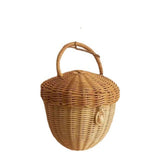 Garvee Acorn-Shaped Rattan Woven Basket Durable Storage Organizer With Lid Hanging Storage For Newborn Photo Props Accessories