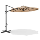 Garvee 10ft Patio Umbrella Heavy Duty Offset Hanging 360° Rotation Aluminum Frame UV Protection for Garden Pool Deck - Tan