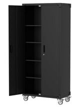 Garvee Storage Metal Cabinet 71" With Doors 4 Adjustable Shelves Lockable Tall Storage Cabinet for Pantry Garage Craft Bedroom Office, Black