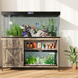 Garvee 75 Gallon Aquarium Stand With Power Outlets & LED Light, Heavy Duty Reptile Tank Stand, Storage Cabinet, Drawer & Shelf, Black