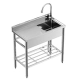 Garvee Stainless Steel Utility Sink with 304 Pull-Out Faucet, Freestanding Laundry Tub for Garage Kitchen Laundry Room, Large Size, Silver