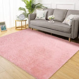 Garvee Fluffy & Sheepskin Light Pink 4x6 Area Rug for Bedroom Plush Rug Non-Slip 4x6 Carpet Shaggy Rug for Living Room Bedroom Dining Room Kitchen Office Nursery Home Decor,Pink