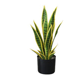 GARVEE Potted Artificial Snake Plant (Sansevieria) - Tropical Faux Silk Plant for Indoor Home, Office, or Bathroom Decor, Green - Tiger Pilan (Yellow)