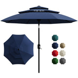 Garvee 10Ft 3-Tier Patio Umbrella With Vents Outdoor Table Umbrella Navy Blue For Pool Deck Yard Garden - Navy Blue