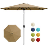 Garvee 10FT Patio Umbrella Tan - Outdoor Table Umbrella with Crank Lift, Push Button Tilt, 8 Ribs for Pool, Deck, Yard, Garden - Tan