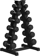 Garvee Rubber Coated Hex Dumbbell Weight Set With Rack For Home Gym, Multiple Packages, 210 LB, Black