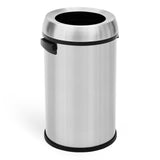 Garvee 65L/17Gal Open Top Trash Can, Commercial Grade Heavy Duty Brushed Stainless Steel Outdoor Trash Can, Large Kitchen Trash Can, Round - Silver