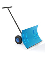 Garvee Upgraded Snow Shovel with Wheels, 30" Dual-Direction Polypropylene Blade, 10" Anti-Skid Tires, Ergonomic Adjustable T-Handle, Heavy-Duty Snow Removal Tool for Driveway Patio Commercial Property, Blue - Blue