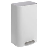 Garvee Kitchen Trash Can, 30L/8 Gallon Stainless Steel Garbage Can with Soft Close Lid Foot Pedal & Removable Inner Bucket, Rectangular Step On Waste Bin for Home Office Living Room, White - White